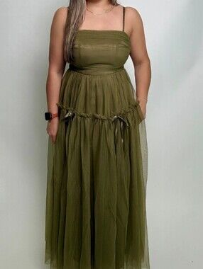 Listicle Strapless Olive Dress